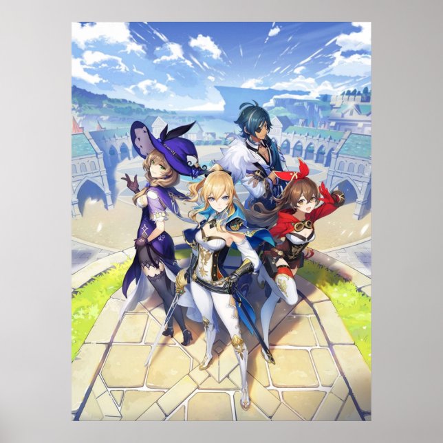 Poster Impacto da Genshin do Jogo (Frente)