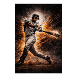 Póster Impacto Implacável – Poster de Swing de Beisebol P