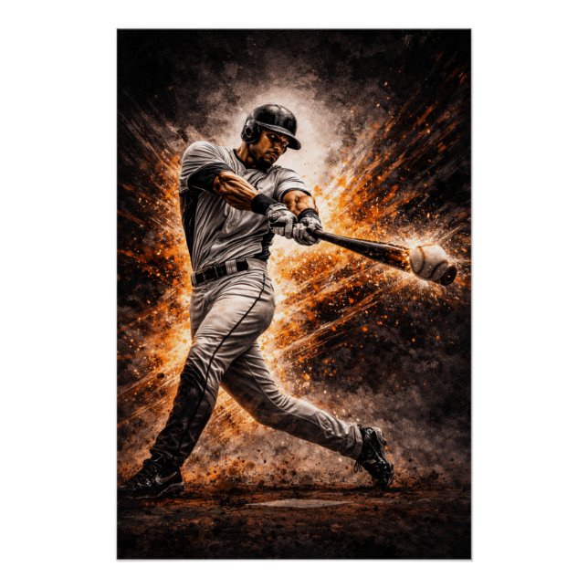 Póster Impacto Implacável – Poster de Swing de Beisebol P (Frente)