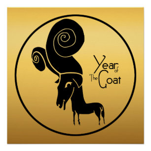 Póster Ímpar Gato Ram Dourado Chinês Ano Zodiac P Poste