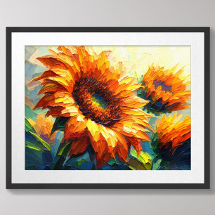 Poster Impasto Pintura de Girassóis