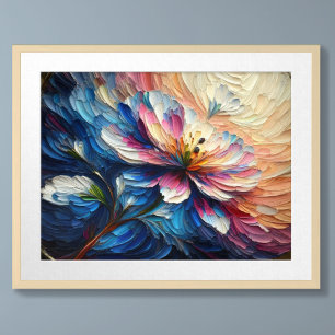 Poster Impasto Pintura Floral de Flor Abstrato