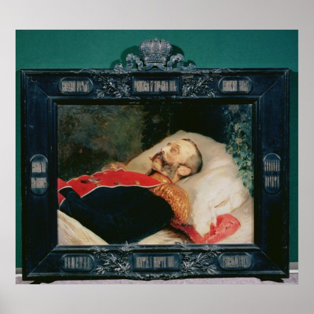 Poster Imperador Alexandre II em seu leito de morte, 1881 (Frente)