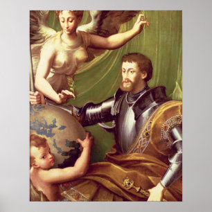 Poster Imperador Charles V (1500-58) que recebem o mundo,
