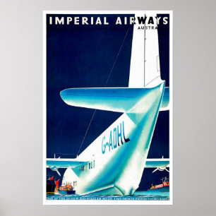 Poster Imperial Airways Airlines Viagens vintage