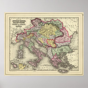 Poster Império austríaco, Italia, Turquia em Europa,