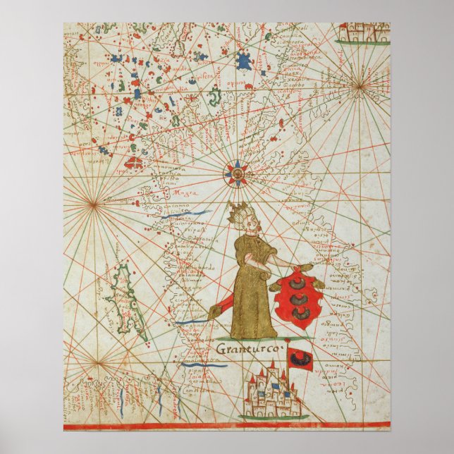 Póster Império Turco, de atlas náutico, 1646 (Frente)