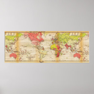 Poster impérios 1918 e comércio do mapa do mundo