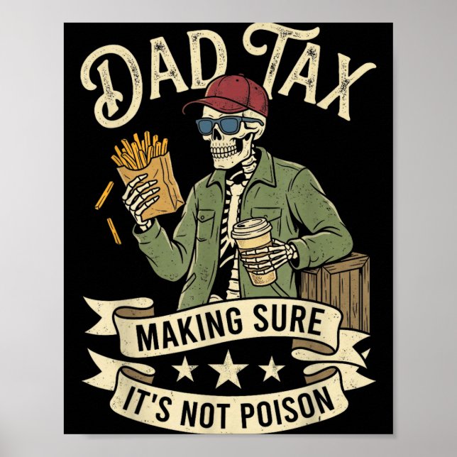 Poster Imposto do papai piadas de pai esqueleto engraçado (Frente)
