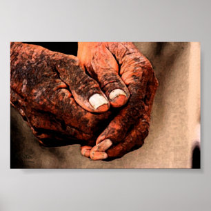 Póster Impr original da arte indiana de Manos envejetidas