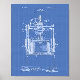 Póster Imprensa do Vinho 1903 Projeto de arte patenteada