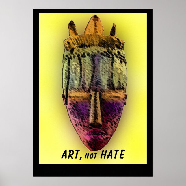 POSTER impressão AFRICAN-MASK-yellow (Frente)
