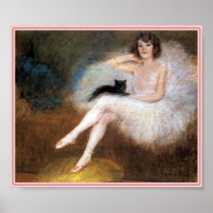 Póster Impressão: Bailarina & gato preto