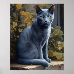 Poster Impressão de arte azul russa e bonita