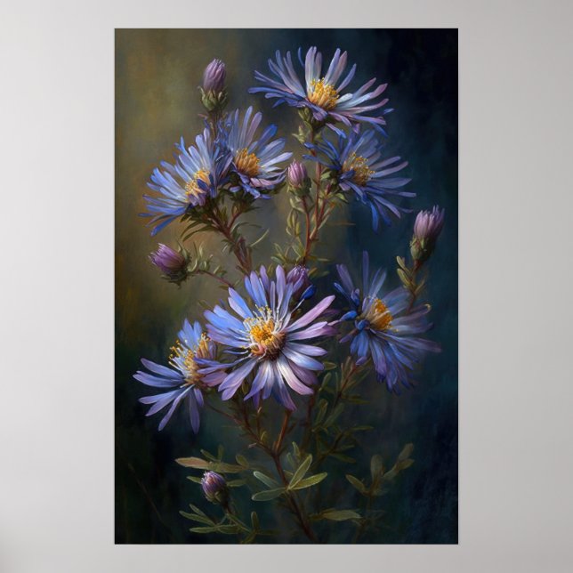 Poster Impressão de Arte com Flor Azul (Frente)