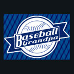 Poster Impressão de baseball<br><div class="desc">Design do estilo retroativo 'Avô Baseball', com beisebol dentro de uma borda de banner azul de 2 tons. Itens podem ser personalizados com seu próprio texto. Basta clicar no botão 'PERSONALIZAR TI' na imagem e usar as ferramentas no menu direito para alterar cores, adicionar texto etc. Excelente para t-shirts de...</div>