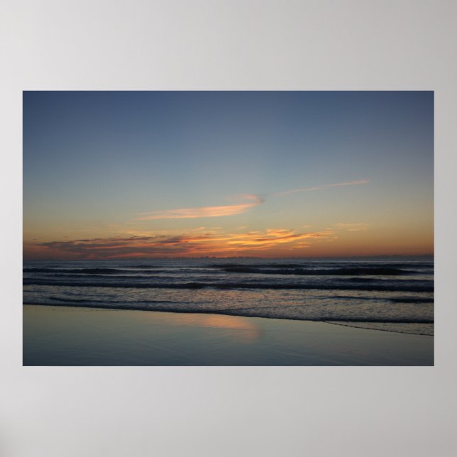 Poster impressão de foto do nascer do sol da praia (Frente)