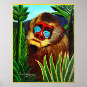 Poster Impressão: Mandrill na Selva por Henri Rousseau