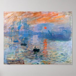 Poster Impressão, Nascer do Sol (1872) de Claude Monet