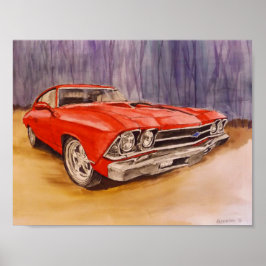 poster impressão vermelho 69 Chevelle
