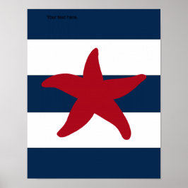 Póster Impressão, vermelho, marinho e branco, de Starfish