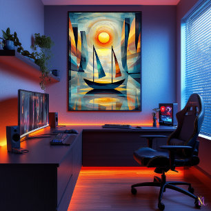 Poster Impression Sunrise - Cubista Inspirado em Monet