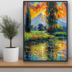 Poster Impressionismo da paisagem vibrante com reflexo so