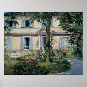 Póster Impressionismo do vintage, casa em Rueil por Manet