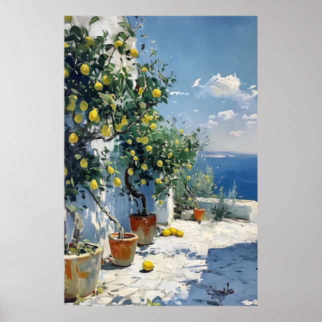 Poster Impressionismo Mediterrâneo com Limões (Frente)