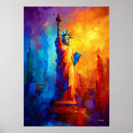 Poster Impressionist Statue of Liberty New York Artwork