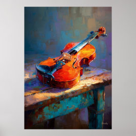 Poster Impressionist Violin Painting Classical Music Art