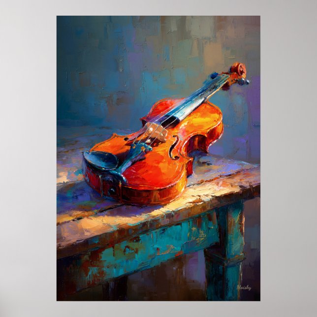 Poster Impressionist Violin Painting Classical Music Art (Frente)