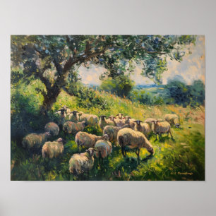 Poster Impressionista Bloqueio de Paisagem Ovina