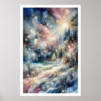 Poster Impressionista de Abstrato de de Neve e Magia de i