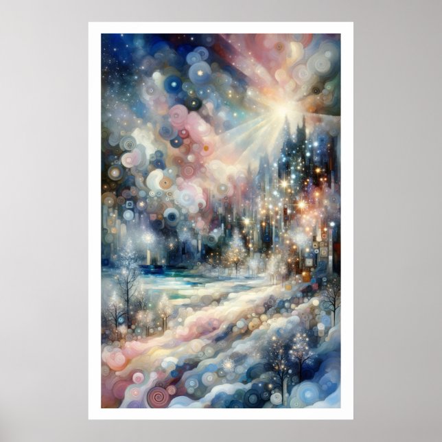 Poster Impressionista de Abstrato de de Neve e Magia de i (Frente)
