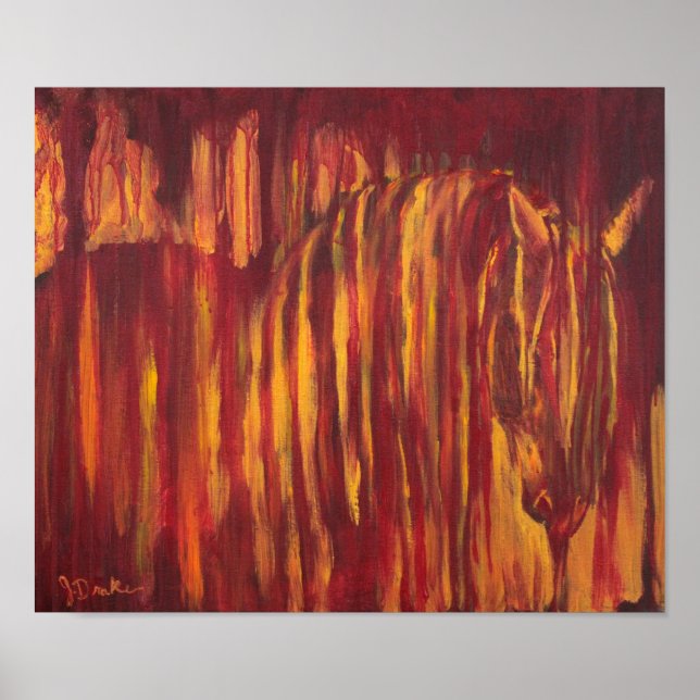 Poster Impressionista de Pintura em Cavalo (Frente)