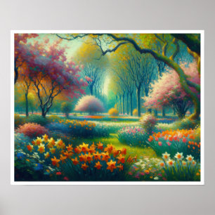 Poster Impressionista do Jardim Botânico das Flores da pr