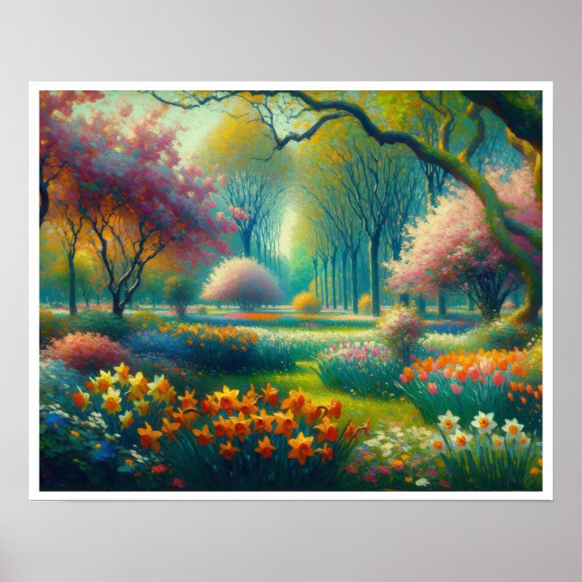 Poster Impressionista do Jardim Botânico das Flores da pr (Frente)