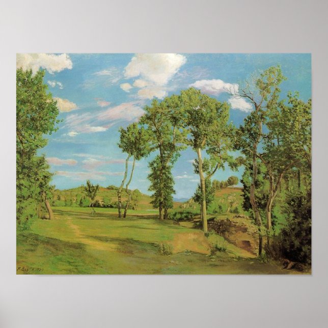 Poster Impressionista Frederic Bazille da Paisagem Paysag (Frente)