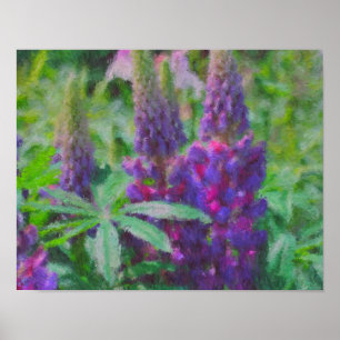 Póster Impressionista Lupine Trio Pintura Fotográfica em