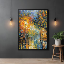 Poster Impressionista Romântico Rainy Evening Street