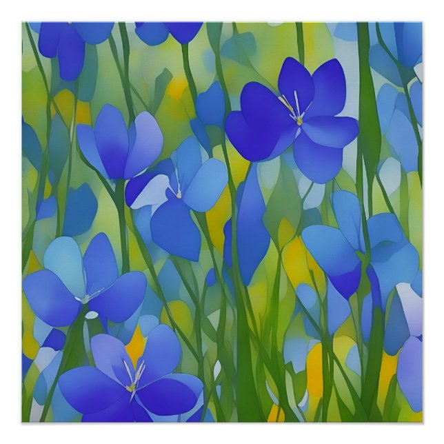 Póster Impressionista Texas Bluebonnets (Frente)