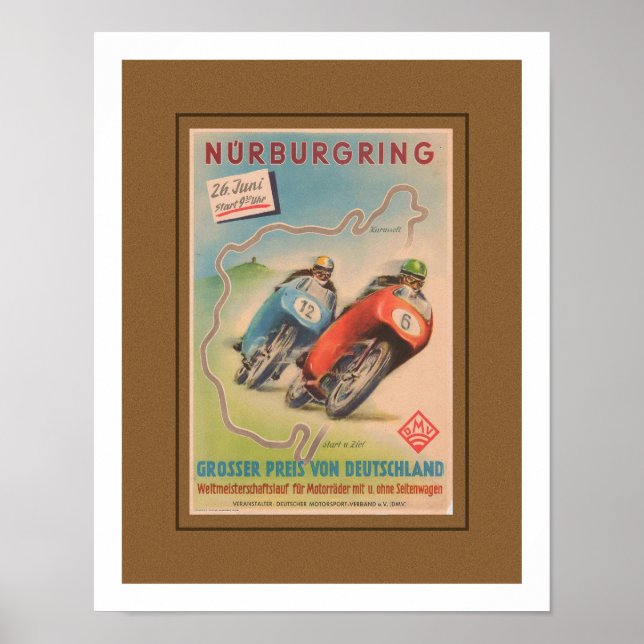POSTER IMPRESSO DE PROPAGANDA DE MOTOCICLETA ANTIGA (Frente)