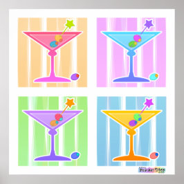 Poster, Impressões - Retro Pop Art Martinis