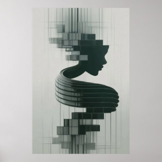 Poster Imprima um retrato abstrato moderno que combina o 