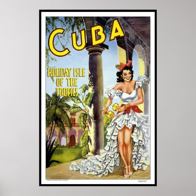 Póster Imprimir Imagem Retro Vintage Viagem Cuba (Frente)