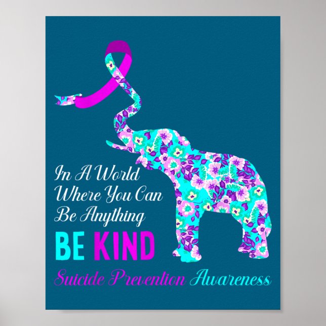 Poster In A World Be Kind Suprt Suicide Prevention Awaren (Frente)