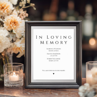 Poster In Loving Memory Simple Wedding Memorial Sign