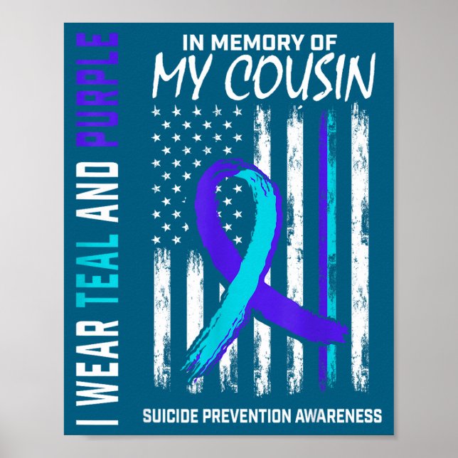 Poster In Memory Cousin Suicide Awareness Prevention Amer (Frente)
