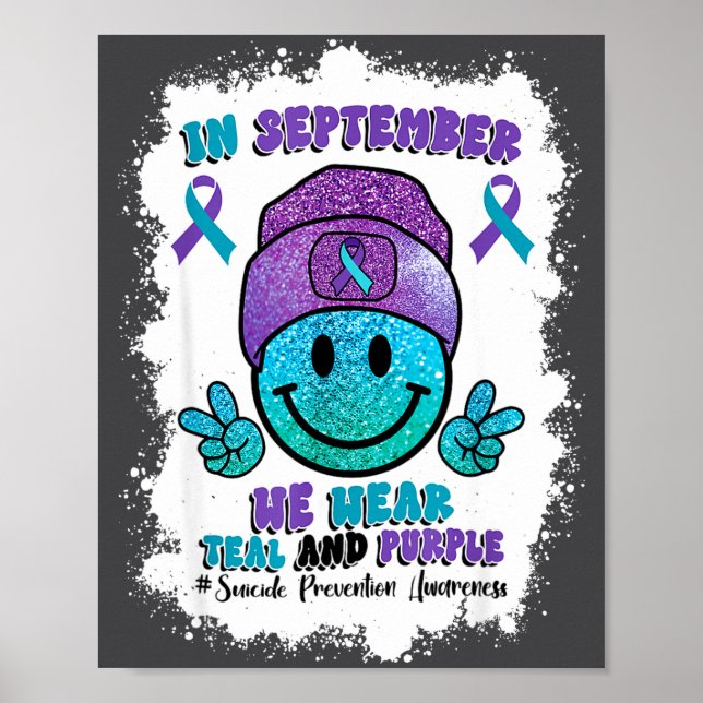Poster In September We Wear Teal Purple Ribbon Suicide Pr (Frente)